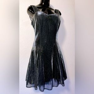 90s Retro Silver Metallic Mini Dress, Rocker Party Dress by ALL THAT JAZZ Sz 10